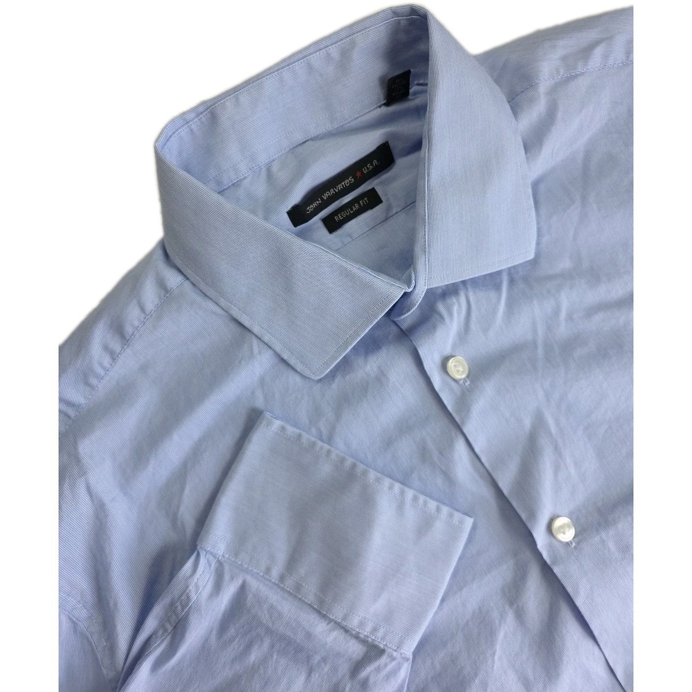 John Varvatos MEN'S USA Shirt Size 16 32/33 REGULAR Fit Button Up STRETCH BLUE